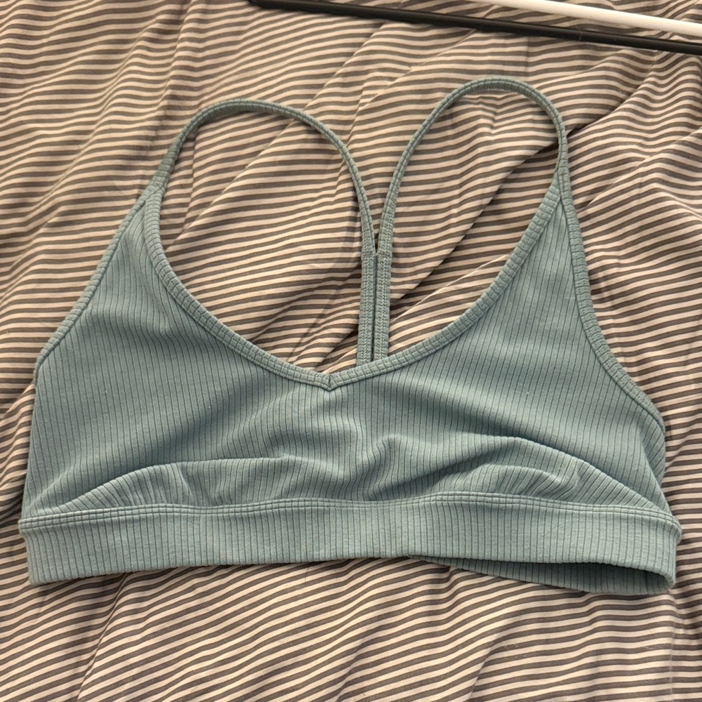 ALO Yoga Ribbed Sports Bra in Light Blue